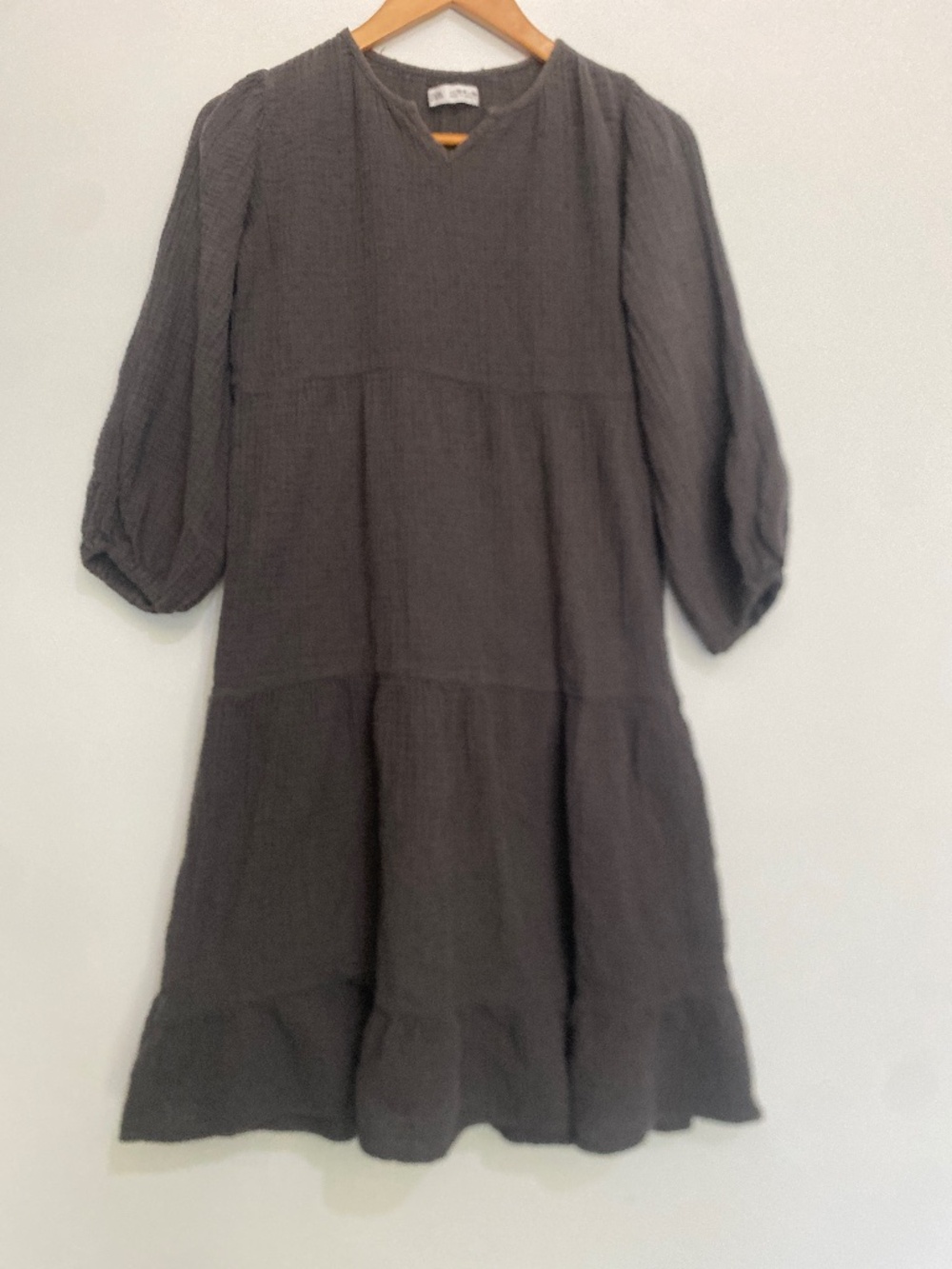 Zara 13-14 Kids Girl's Tiered Cotton Gauze Dress